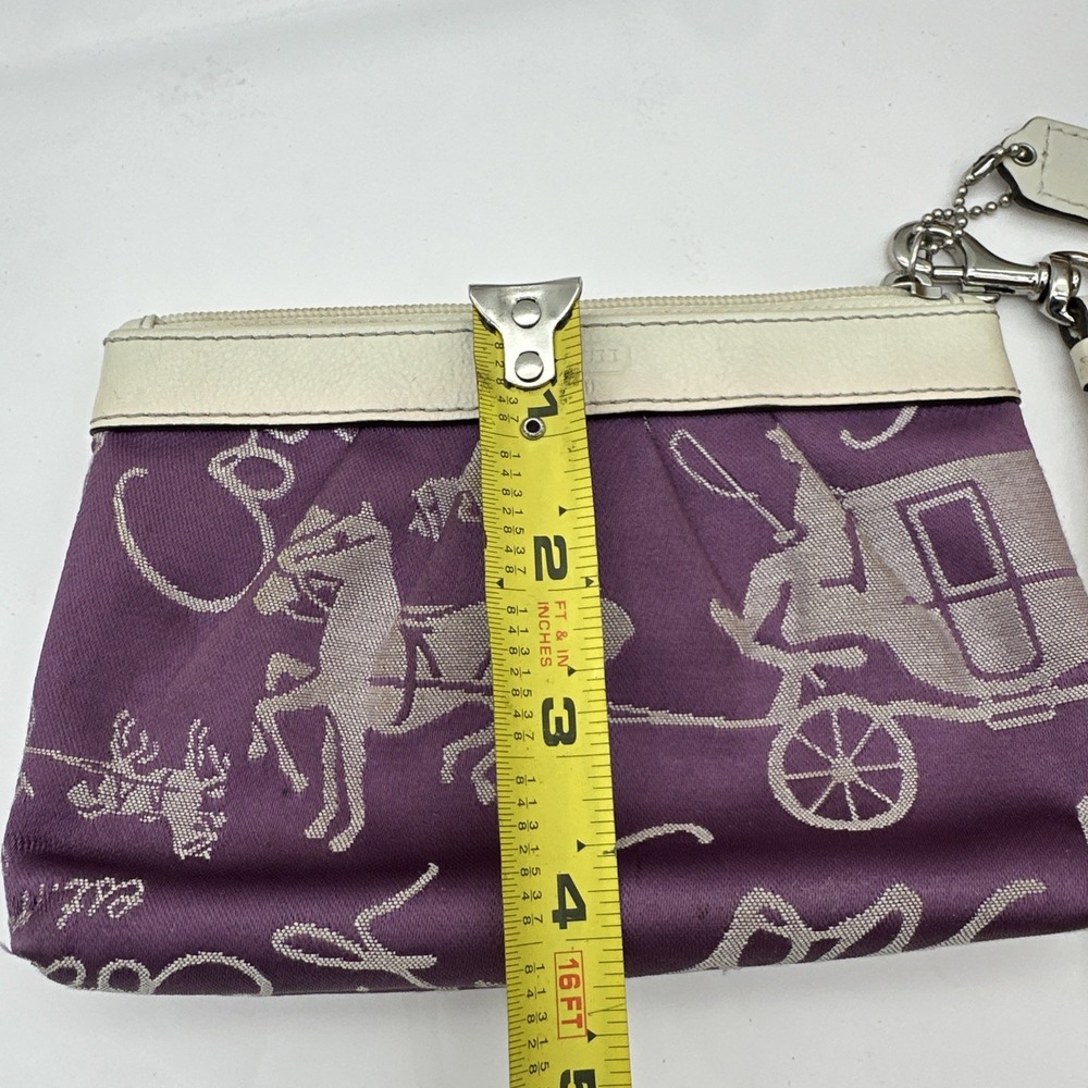 VTG Y2K Coach Purple Horse Carriage Print Wristlet & Bag Canvas Leather Trim EUC - Picture 14 of 14